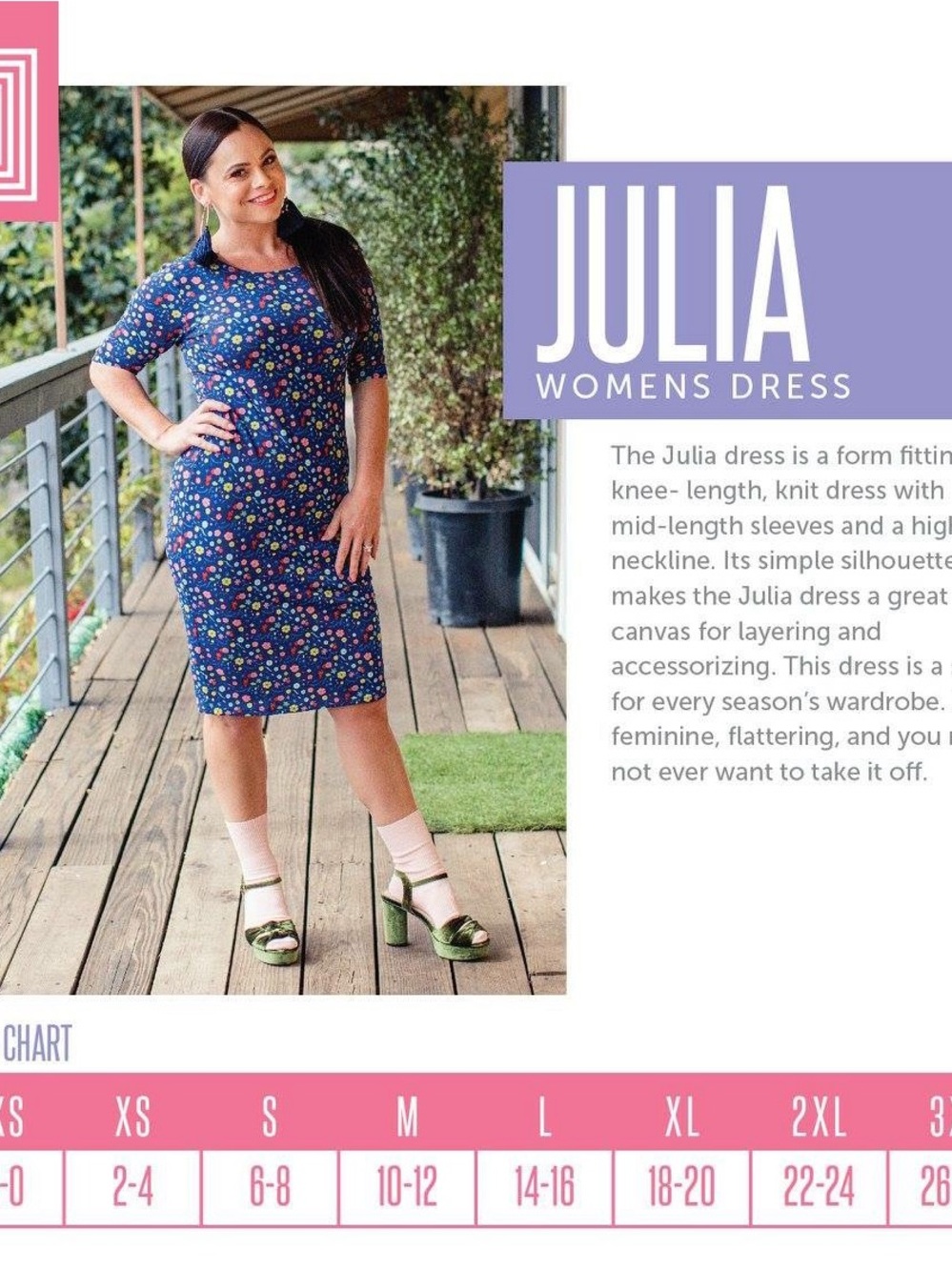 LuLaRoe Julia Midi Dress in Mustard, Orange & Black Floral Tile Print - Picture 2 of 3